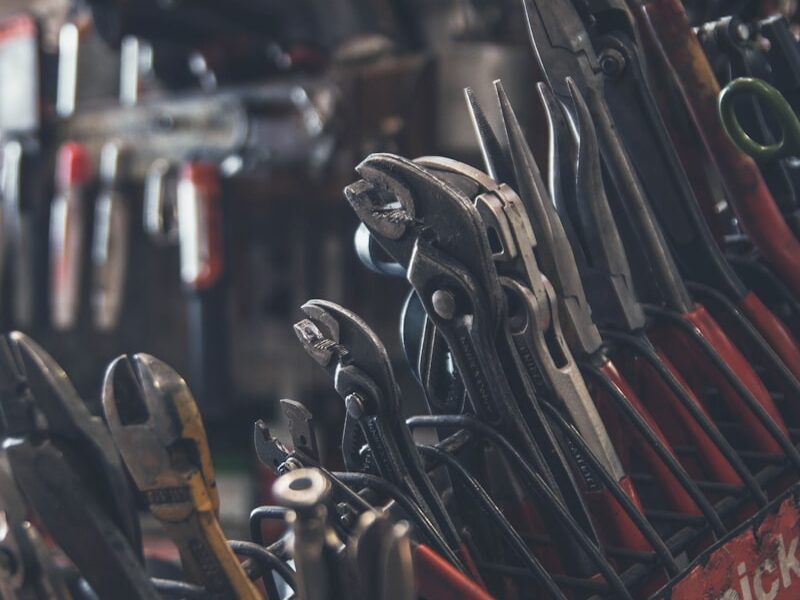 The shop's organised tool wall